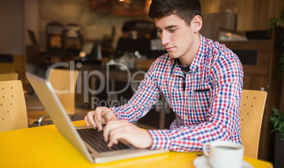 Young man using laptop on table