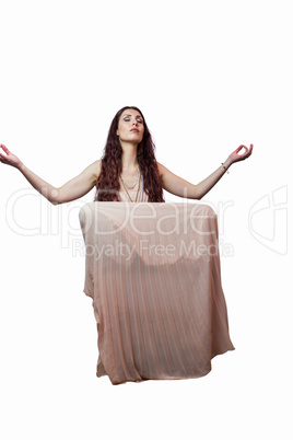 Portrait of woman levitating with eyes closed