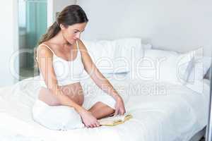 Pregnant woman reading novel