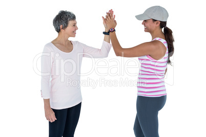 Cheerful women high fiving