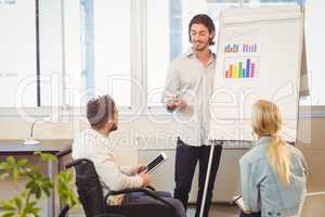 Smart businessman giving presentation