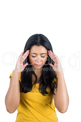 Woman using hands to make a box shape