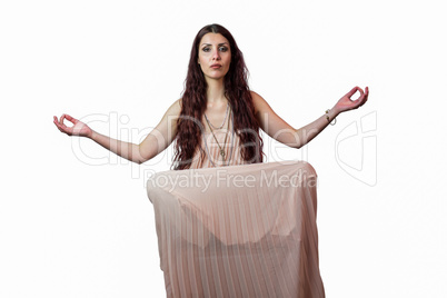 Portrait of woman levitating