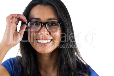 Nerdy woman wearing glasses