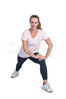Portrait of happy sporty woman exercising