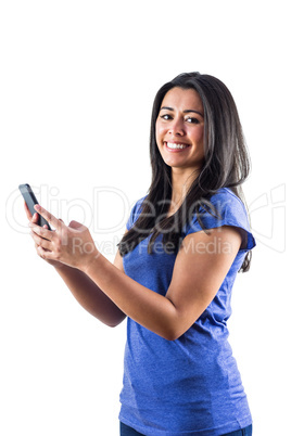 Cute woman using her smartphone Cute woman using her smartphone
