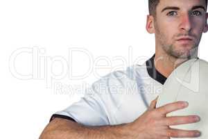 Portrait of a rugby player holding the ball