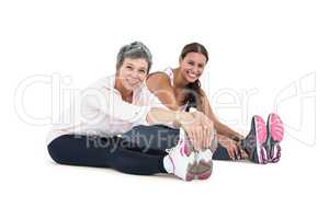 Portrait of cheerful women exercising