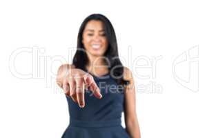 Woman pointing her finger forward