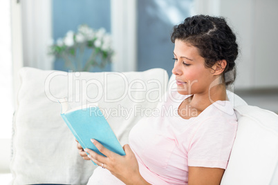 Pregnant woman reading book