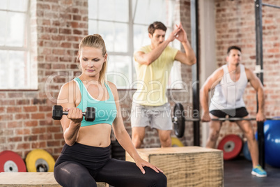 Fit people working out in gym