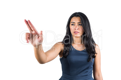 Woman pointing her fingers forward