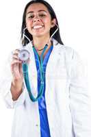 Smiling doctor with her stethoscope on