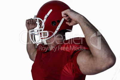 Rugby player cheering with clenched fists