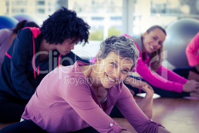 Happy women exercising