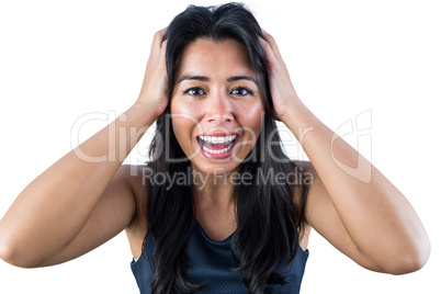 Woman with her hands in her hair