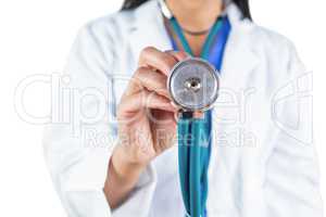 Smiling doctor with her stethoscope on