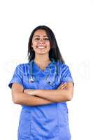 Smiling doctor with her arms folded