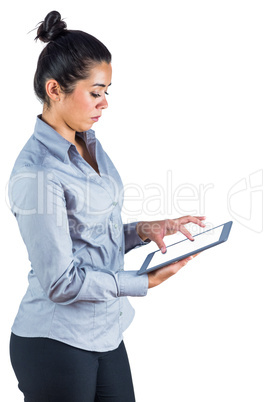 Happy woman using her tablet