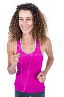 Attractive happy woman jogging
