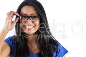 Nerdy woman wearing glasses