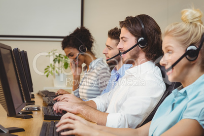 Executives working in call center