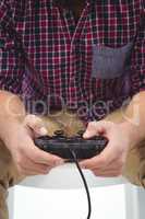 Man playing video game