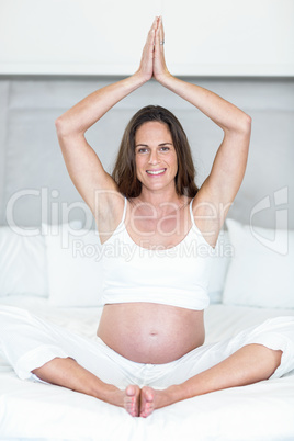 Portrait of happy woman meditating