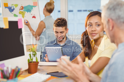 Businessman using digital PC