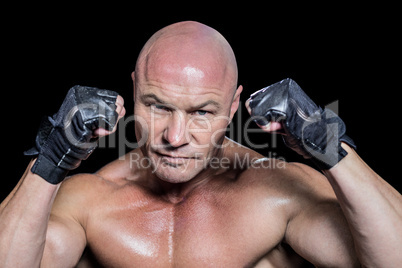 Portrait of fighter in gloves