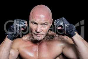 Portrait of fighter in gloves