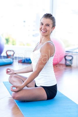 Portrait of a woman happy woman doing meditation