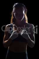 Female fighter with bandage