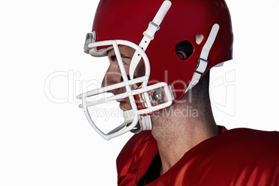 Side view of rugby player wearing gears