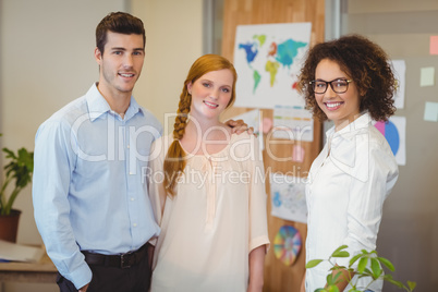 Portrait of business woman with client