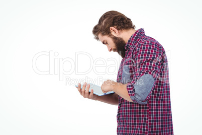 Hipster using digital tablet Hipster using digital tablet