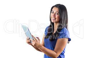 Cute woman using a tablet pc