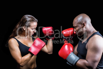 Athletes with fighting stance
