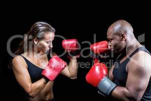 Athletes with fighting stance