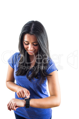 Woman using her new smartwatch