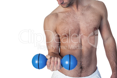 Man holding dumbbell