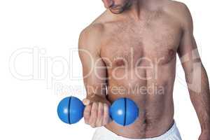 Man holding dumbbell