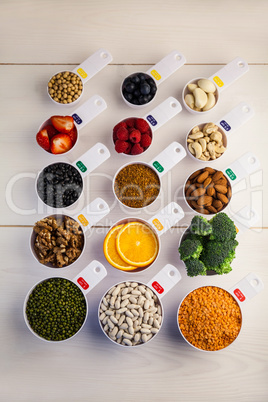 Portion cups of healthy ingredients Portion cups of healthy ingredients