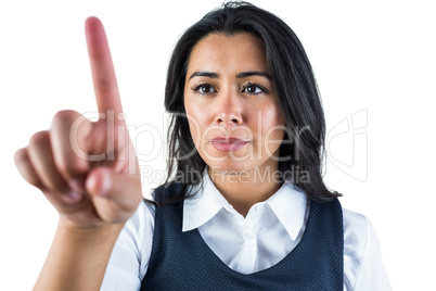Woman using finger to point
