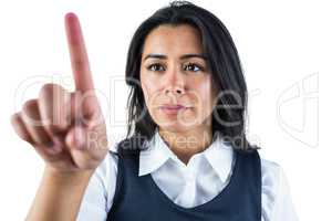 Woman using finger to point