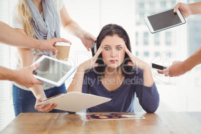 Businesswoman having headache