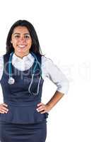 Smiling woman wearing a stethoscope