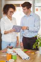 Business people holding document