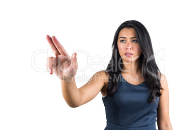Woman pointing her fingers forward