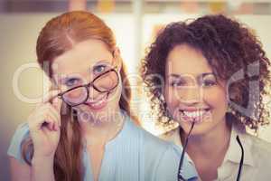 Businesswomen wearing eyeglasses